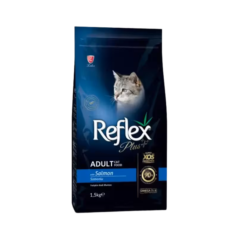 غذای خشک گربه بالغ طعم ماهی سالمون برند Reflex رفلکس پلاس 15 کیلویی