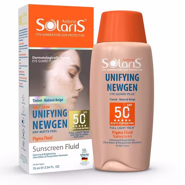 ضد آفتاب ضد لک یونی فایینگ نیوژن SPF50 برند آردن سولاریس بژ طبیعی