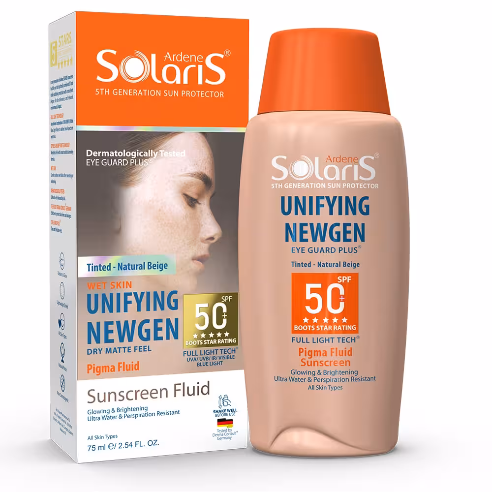 ضد آفتاب ضد لک یونی فایینگ نیوژن SPF50 برند آردن سولاریس بژ طبیعی
