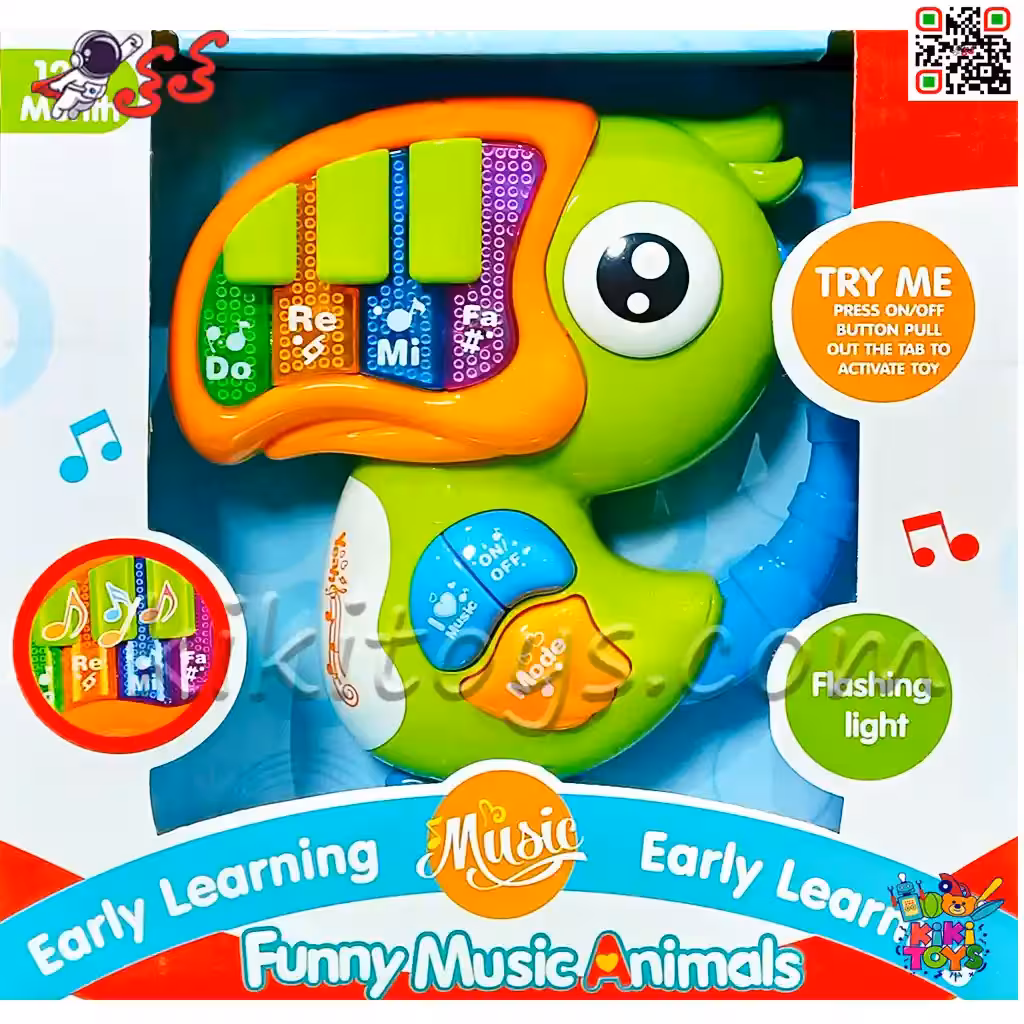 پیانو اسباب بازی موزیکال با صدای پرندگان مدل طوطی Funny Music Animals 65093