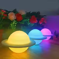 آباژور رومیزی سیاره زحل 16رنگ ریموت دار و حساس به ریتم موسیقی  سایزکوچک S4