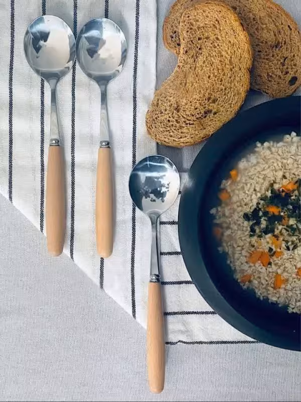 قاشق سوپ خوری دسته بامبو