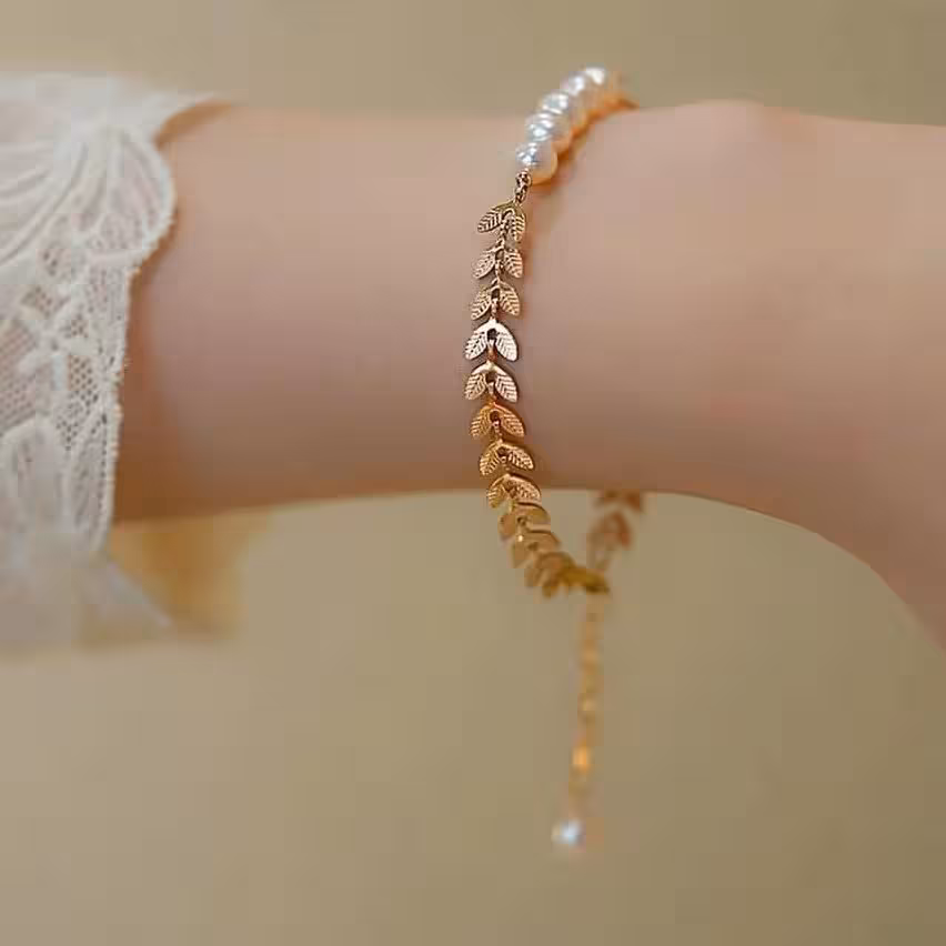 دستبند گندمی و مروارید پرورشی