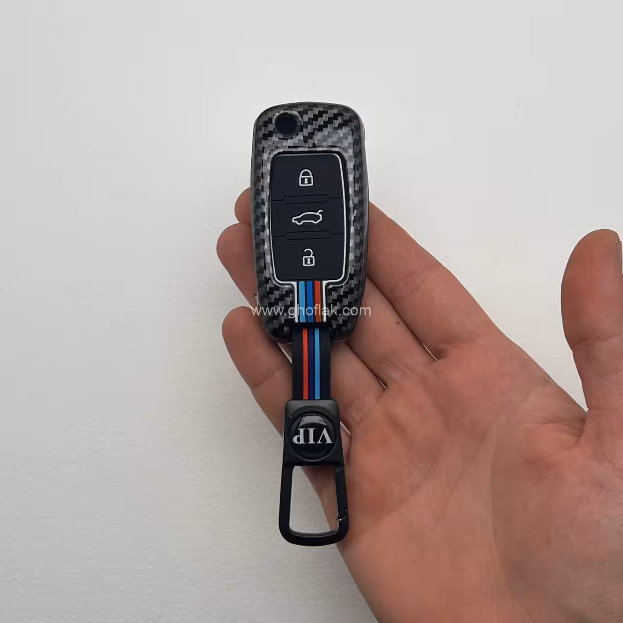 کاور ریموت سمند کلید تاشو سه دکمه دور فلزی طرح کربن