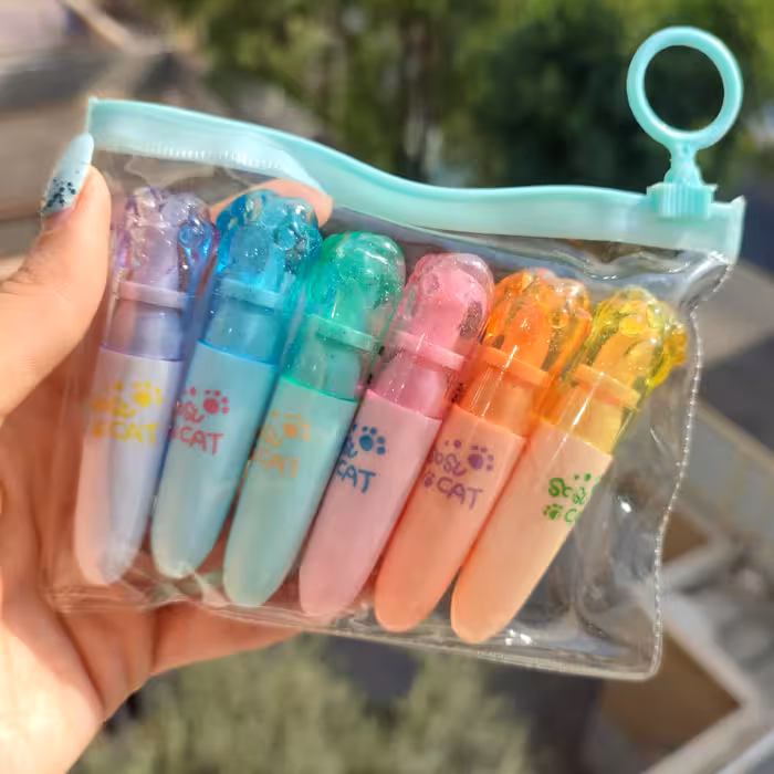 ماژیک هایلایتر پنجه گربه شش رنگ