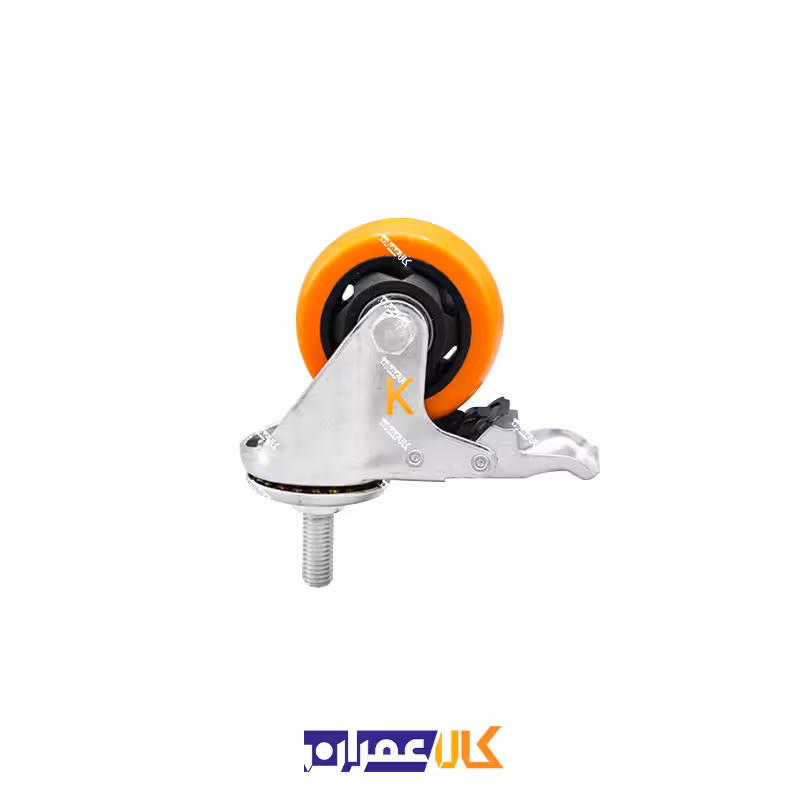 چرخ پیچی ترمزدار لوکس نارنجی پایه سفید سایز 7.5