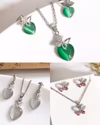 نیمست استیل زنانه پروانه با سنگ اوپال 195220280