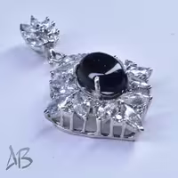گردنبند نقره اصل (مدالی) نگین اسموکی کوارتز (دودی) درشت و زیبا آقابزرگ کد Med87