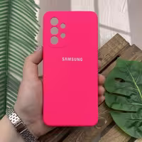 قاب گوشی Galaxy A33 5G سامسونگ سیلیکونی پاک کنی اورجینال داخل پارچه ای محافظ لنز دار رنگ صورتی