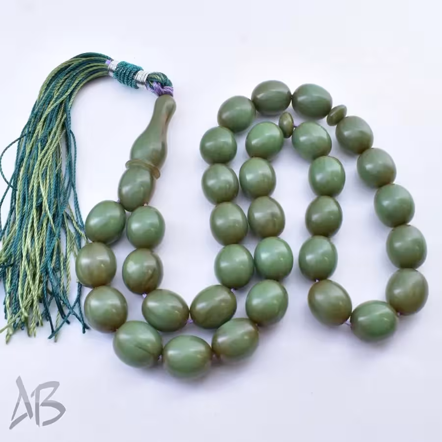 تسبیح سندلوس 33 دانه اصل بودار کد 1085 تراش بیضی قیچی خوشدست آقابزرگ