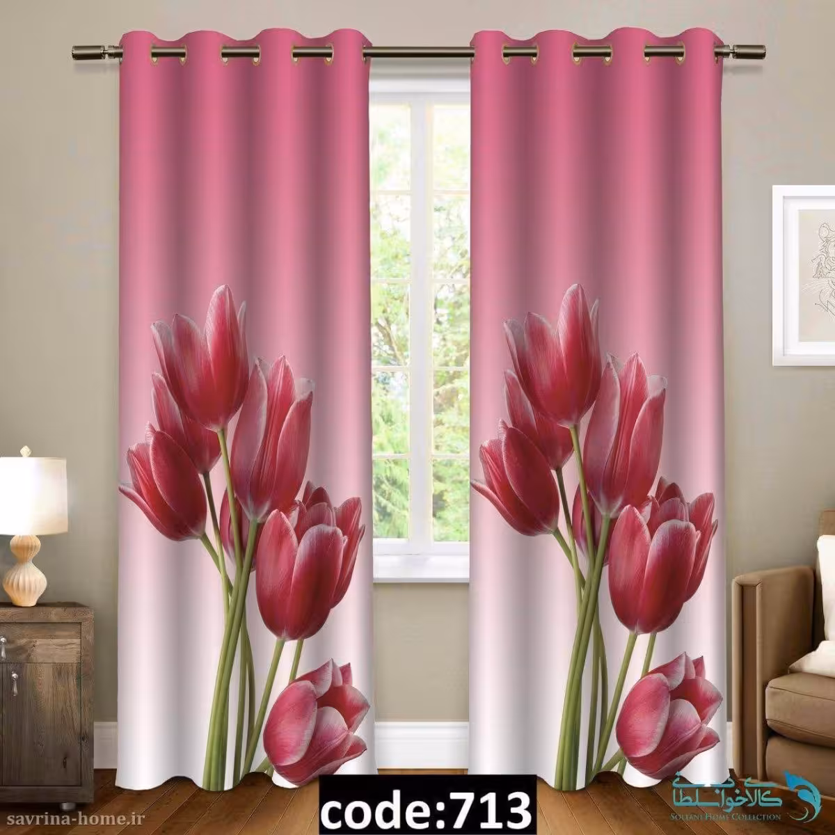 پرده پانچی سری گل مدل Sh-713