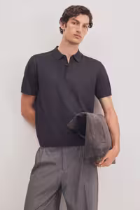 تی شرت یقه پولو مردانه لباس بافتنی نازک چاشنی تناسب منظم H&M