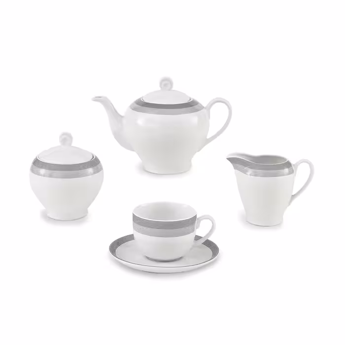 سرویس چینی 17 پارچه چای خوری سیلور لاینر