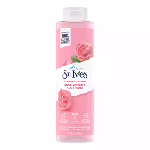 شامپو بدن کانادایی سنت ایوز ST.Ives مدل Rose Water & Aloe Vera حاوی عصاره گل رز و آلوئه ورا 650 میل