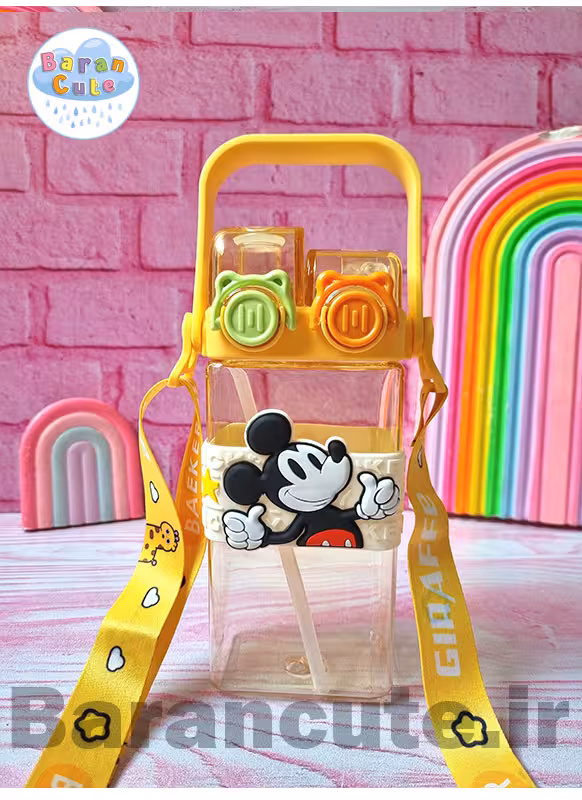 قمقمه فانتزی وارداتی دوحالته نی دار و لب نوش طرح میکی موس