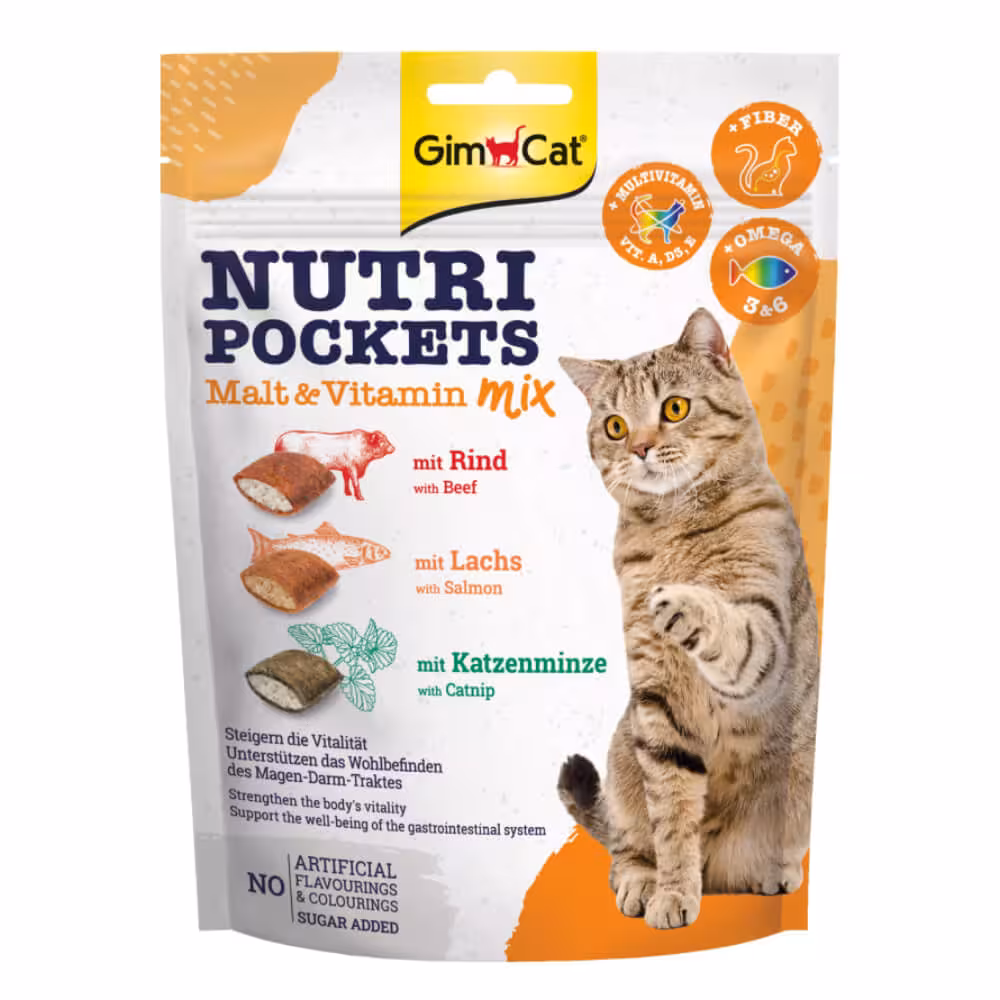 تشویقی گربه جیم کت مدل Nutri Pockets طعم میکس وزن 150 گرم