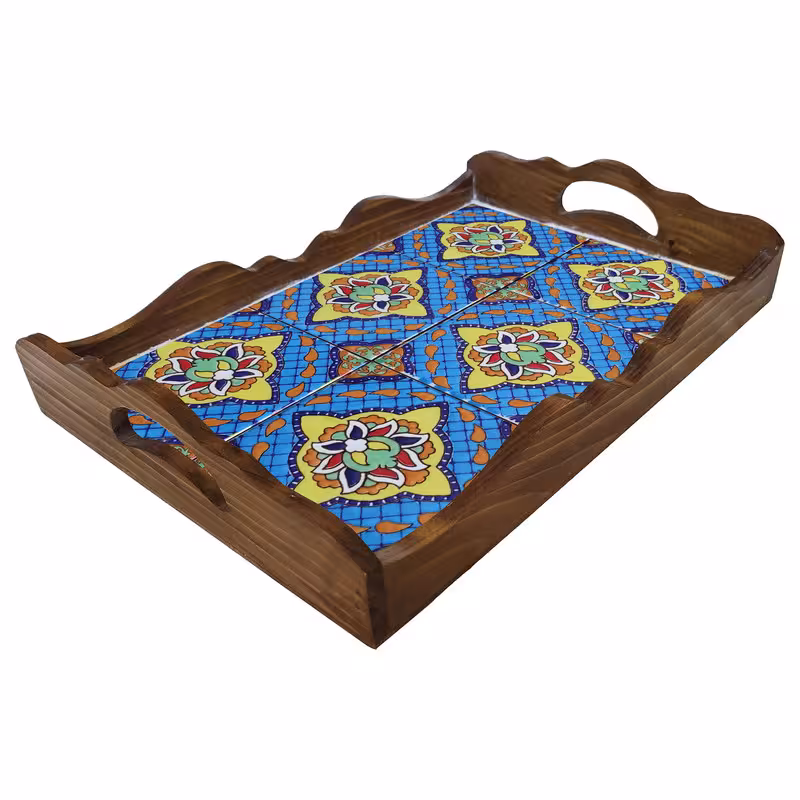 سینی چوبی طرح کاشی