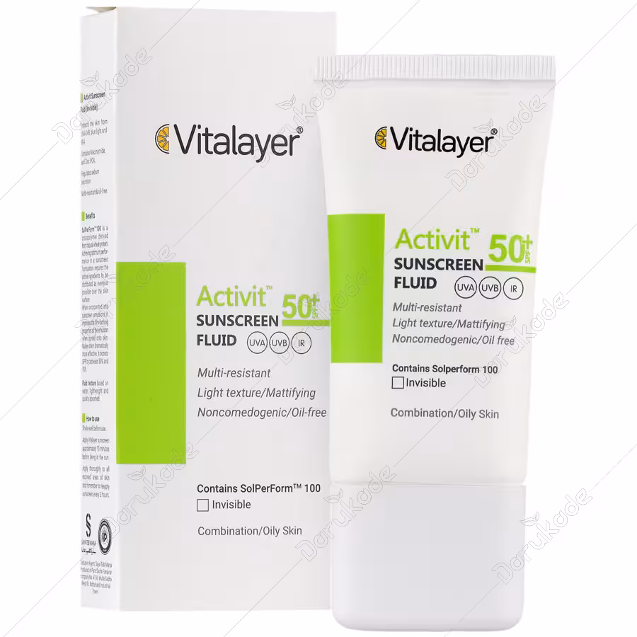 کرم ضد آفتاب بی رنگ پوست چرب Activit SPF50