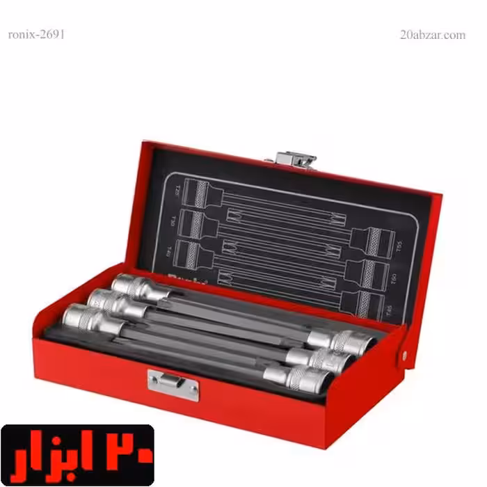 جعبه بکس 1/2 اینچ ستاره ای بلند 6 پارچه رونیکس مدل RH-2691