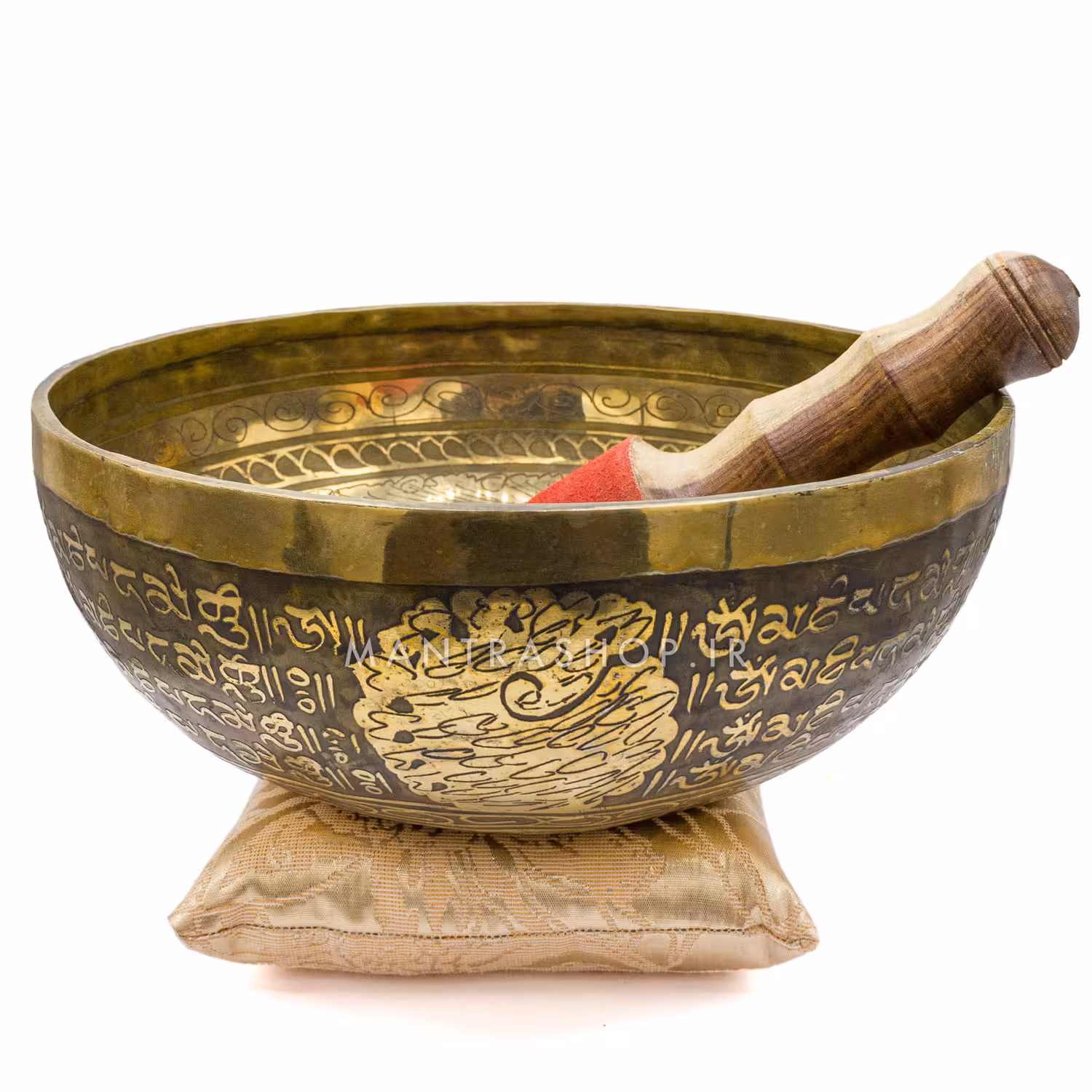 ست کاسه تبتی دست ساز اصل مدل حکاکی ردپا قطر دهانه 24 سانتی متر