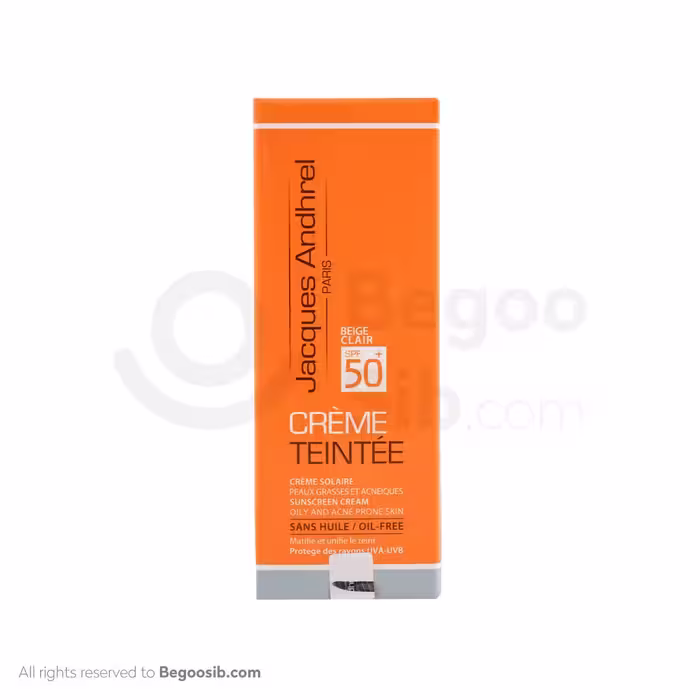 کرم ضد آفتاب SPF50 ژاک آندرل پاریس مناسب پوست های چرب و مستعد آکنه بژ روشن 50 میلی لیتری