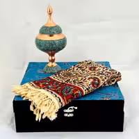 ست هدیه فیروزه کوبی شکلات خوری و رومیزی قلمکاری