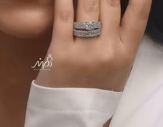 💍حلقه و پشت حلقه جواهری ، خاص و زیبا نقره عیار 925(P_2043)