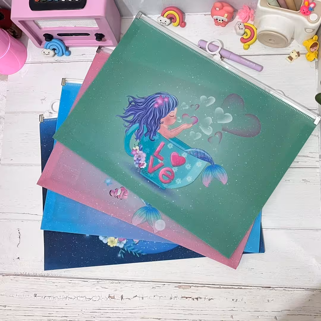 پوشه طرح پری دریایی شاین دار مات سایز آ4