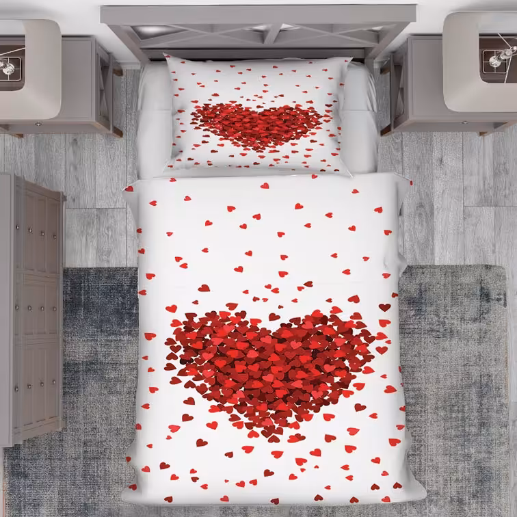 روتختی فانتزی دخترانه طرح قلبی با گلبرگ های گل سرخ pk-2557