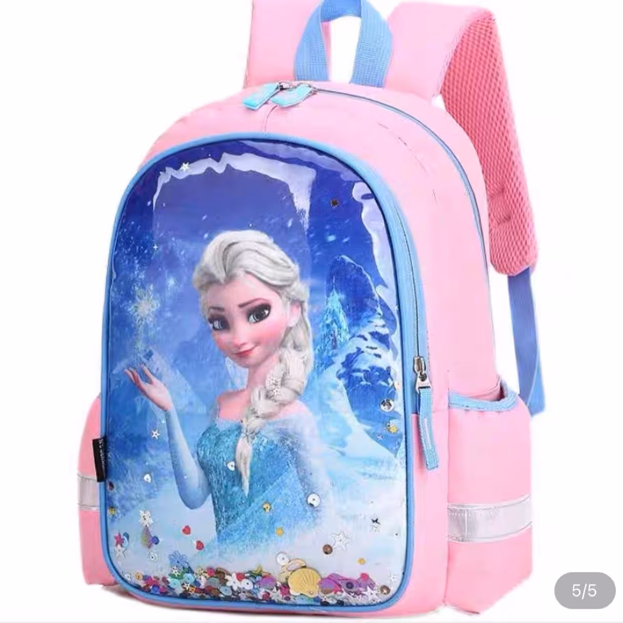 کیف کوله پشتی دخترانه وارداتی السا دو رنگ آبی و صورتی 