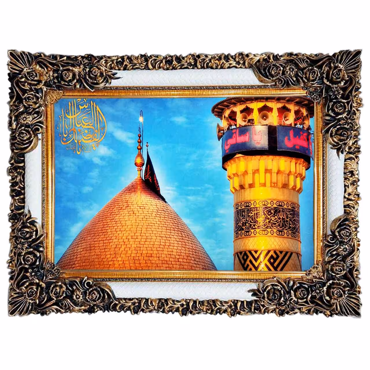 تابلو فرش طرح ابوالفضل کد 17005 سایز 100×50 سانتی متری