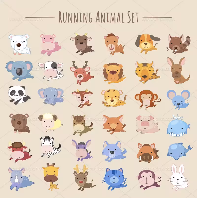 وکتور انواع حیوانات وحشی | گرافیک با طعم تربچه