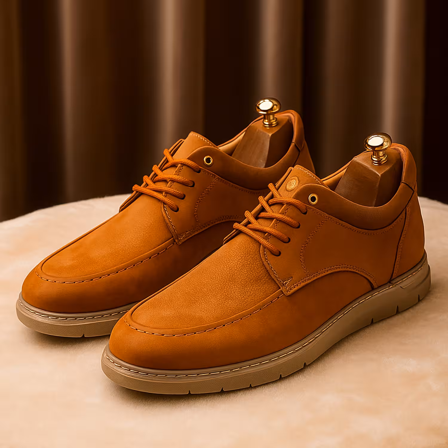 کفش چرم مردانه طبی کد TB046TN رنگ عسلی