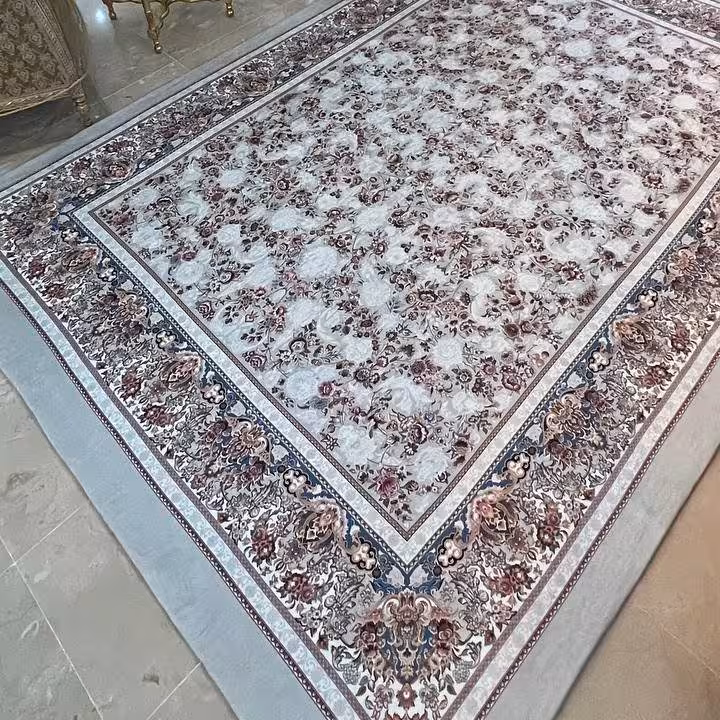 کاور فرش و روفرشی کشدار زمینه طوسی بسیار جذاب 9 متری با بهترین کیفیت و چاپ کد 0323