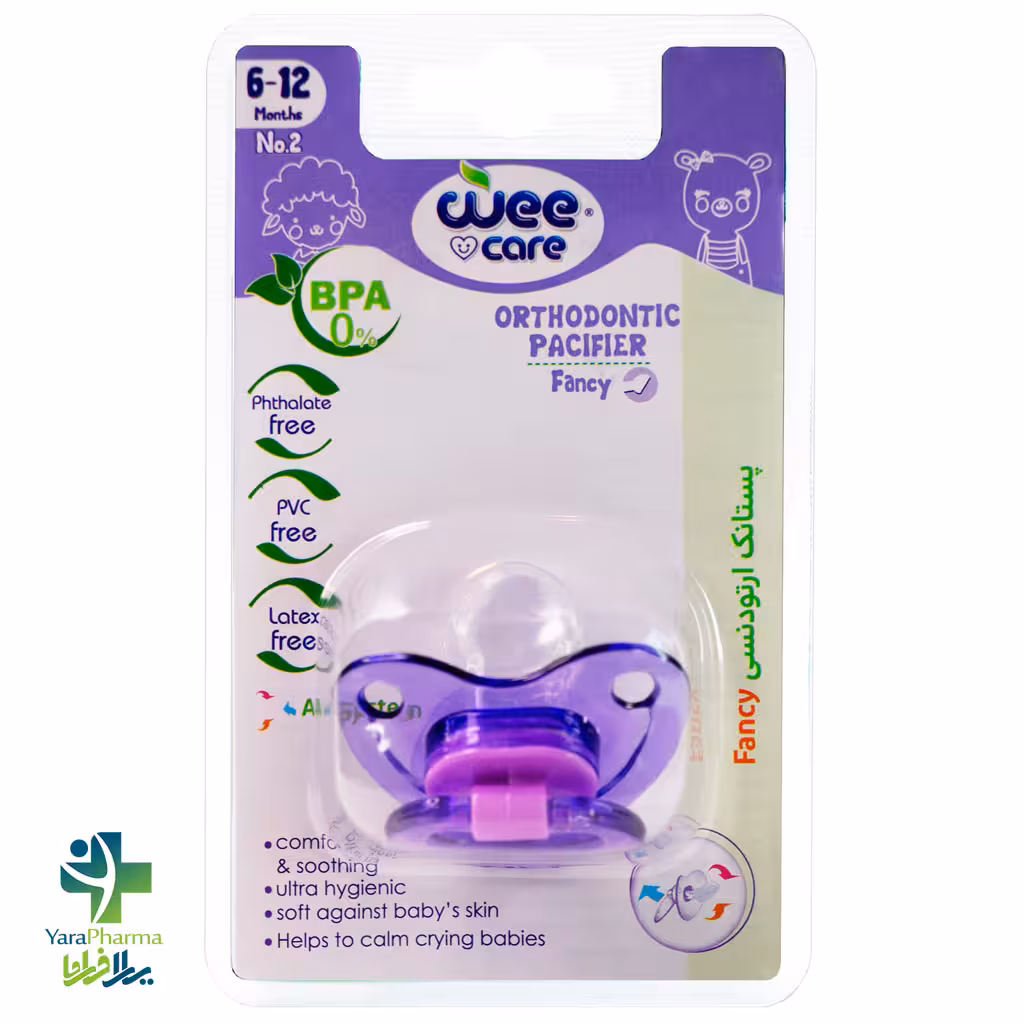 پستانک ارتودنسی دسته دار شفاف وی کر مدل fancy سایز 6-12 ماه