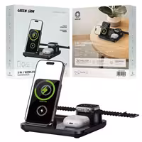 استند شارژ وایرلس مگ سیف گرین لاین مدل Green lion 3in1 wireless charger Gl-ws2