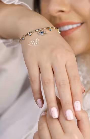 💍دستبند النگویی با طراحي بسيار زيبا و آويز چشم نظر (bd7006)‌‌‌‌‌‌