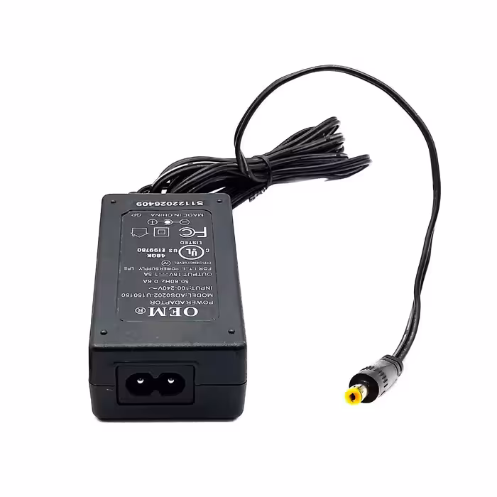 آداپتور 15 ولت 1.5 آمپر 15V/1.5A فیش استاندارد با ابعاد 5.5 در 2.1 میلی متر