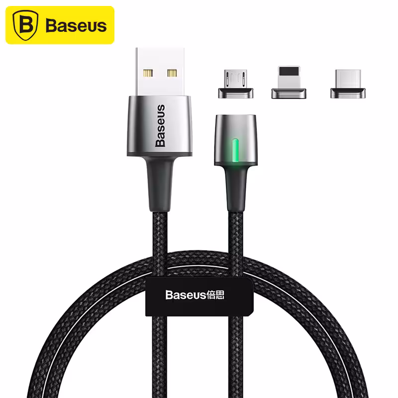 کابل مگنتی سه سر بیسوس Baseus Zinc Magnetic Cable Kit TZCAXC-A01