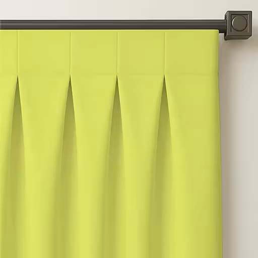 پرده پلیسه حریر بافت دار زرد لیمویی