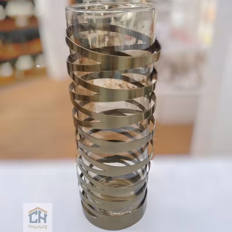 شمعدان استوانه ای بلند طرح خطی مدل BR0230