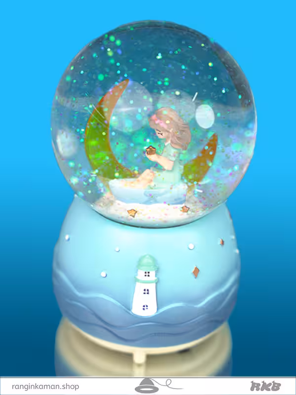 گوی موزیکال مدل فرشته و ماه Angel and moon