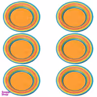 بشقاب سرامیکی مدل پلوخوری طرح رنگین کمان بسته 6 عددی