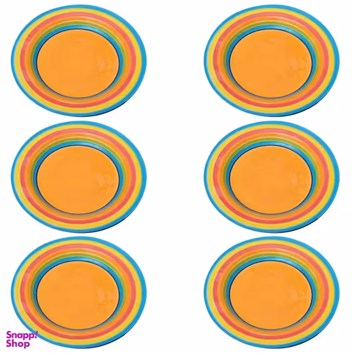 بشقاب سرامیکی مدل پلوخوری طرح رنگین کمان بسته 6 عددی
