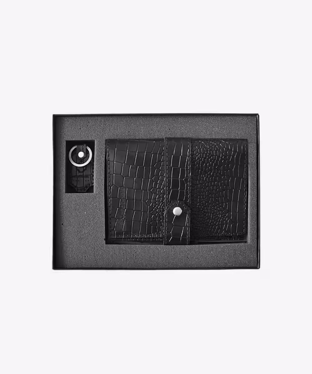 ست کاور نوت و جاکلیدی چرم دست‌دوز مدل PO120 - چرم نیاوران