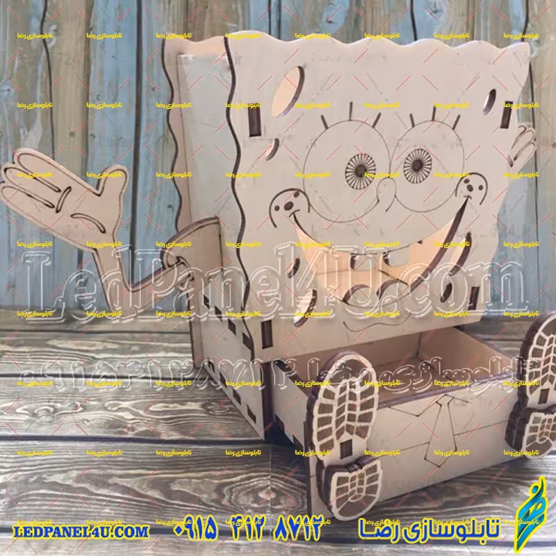 جامدادی استند رومیزی مدل چوبی طرح باب اسفنجی کد 405 -تابلو سازی رضا (پس کرایه)