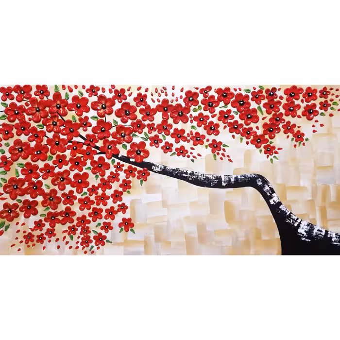 تابلو نقاشی میکس مدیا طرح شکوفه های زرین برجسته کد 220