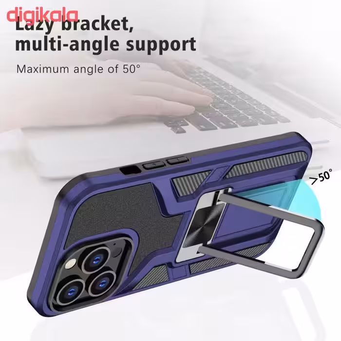 کاور آیرون من مدل King Stand مناسب برای گوشی موبایل اپل IPHONE 13 به همراه قلم لمسی