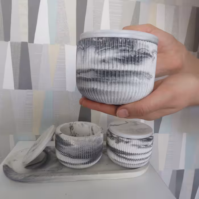 بانکه مدل سنگی کد 990 مجموعه 3 عددی به همراه سینی