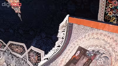 فرش ماشینی زمرد مشهد مدل تاج الماس زمینه سورمه ای